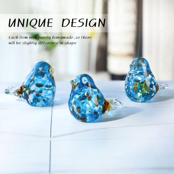dropship from factory hand blown glass blue bird handmade crystal bird figurine glass blue bird with brown tail statue glass birds sculpture decorative ornaments for home decor,birthday present,women gift of happiness mass production supply