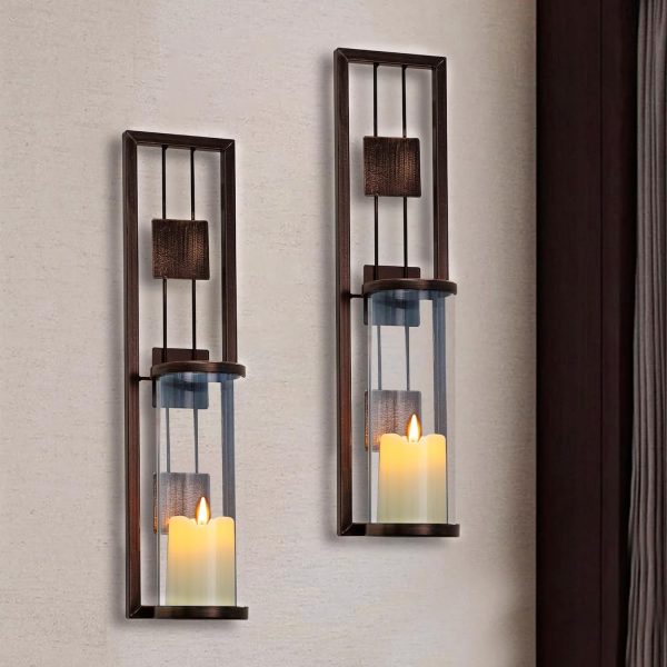 factory direct wall sconce candle holder metal wall decorations for living room, bathroom, dining room, set of 2 volume discount