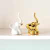 dropship from factory home decor elephant statues,1 pair, small decorative accents for shelves, livingroom and bedroom, gold and white mass production supply