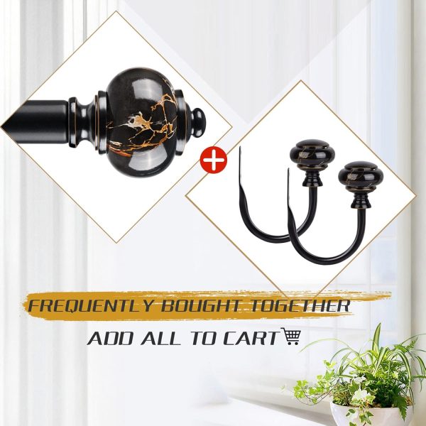 bulk purchase kamanina decorative curtain drapery holdbacks, window curtain holdbacks, marbled finials, black(1 pair/2 pack, small) factory discount