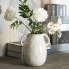 oem/odm services white ceramic vase with 2 handles, modern farmhouse vase for home decor, rustic terracotta vase, decorative pottery flower vase, clay samll vase, centerpieces for dining table - 7 inch tall affordable bulk deals