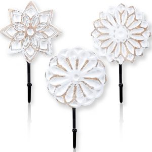 competitive pricing weysat wood farmhouse coat hooks, 3 pcs distressed vintage wall hooks with screws, white decorative hooks for key towel (chi-weysat-408) one-stop wholesale