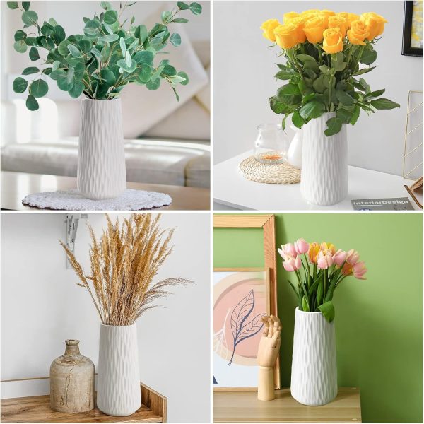 Jarrón de cerámica con servicios OEM/ODM para decoración del hogar, jarrón de flores blancas Copotea de 8 pulgadas, jarrón cilíndrico moderno para centros de mesa, estantería de entrada, decoración de mesa de sala de estar, ofertas al por mayor asequibles.