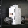 supplier direct ambipolar geometric decorative ball shaped bookends, modern cast iron black bookends for office desk, book shelf, room decor, home office, book stand or organizer, set of 2. antique black wholesale prices