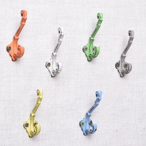 competitive pricing indian shelf 6 pack heavy duty colorful kids hooks double prong cast iron farmhouse decorative rustic vintage wall hooks for hanging coats, keys, bags, hats, towels, backpack, purse, robe one-stop wholesale