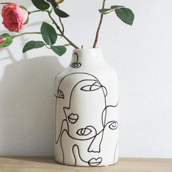 oem/odm services kimdio ceramic vase for home decor, abstract irregular design flower vase, living room decor minimalist decorative vases for pampas grass affordable bulk deals