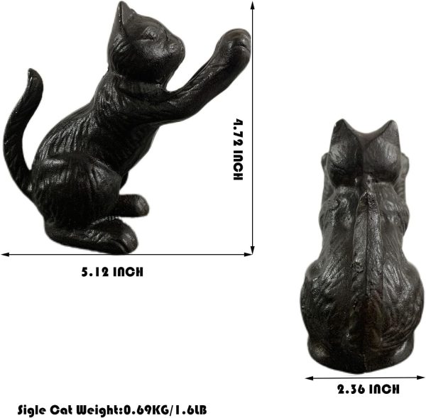 supplier direct book ends for shelves decorative, cast iron heavy duty bookends for heavy book, unique cute cat bookend for home/office decor, antique classic black 2pcs wholesale prices
