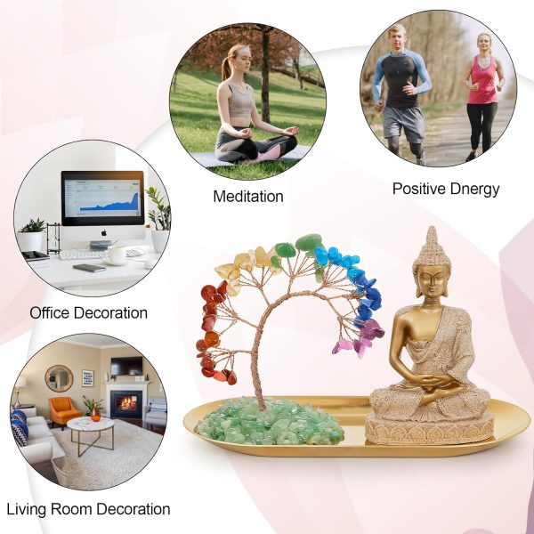 dropship from factory innolites 7 chakra crystal tree and buddha statue set, yoga meditation decor, money tree and buda statues for home living room office shelf decoration wealth and luck mass production supply