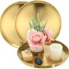 wholesale direct thenshop 3 pieces round serving tray stainless steel round coffee table tray circle decorative tray decorative vanity tray jewelry makeup organizer for bathroom candle perfume (gold,12 inch) bulk purchase at factory prices