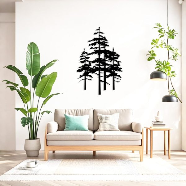 factory direct metal pine tree wall art decor nature home decor cedar tree metal sign wall decorations for living room, nature forest metal decor, tree wall art, nature lover gift (black, larger) volume discount