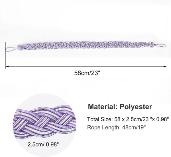 bulk purchase uxcell 4pcs curtain tiebacks, 58cm/23 braided drapery holdback holder decorative rope tie back, purple/silver factory discount