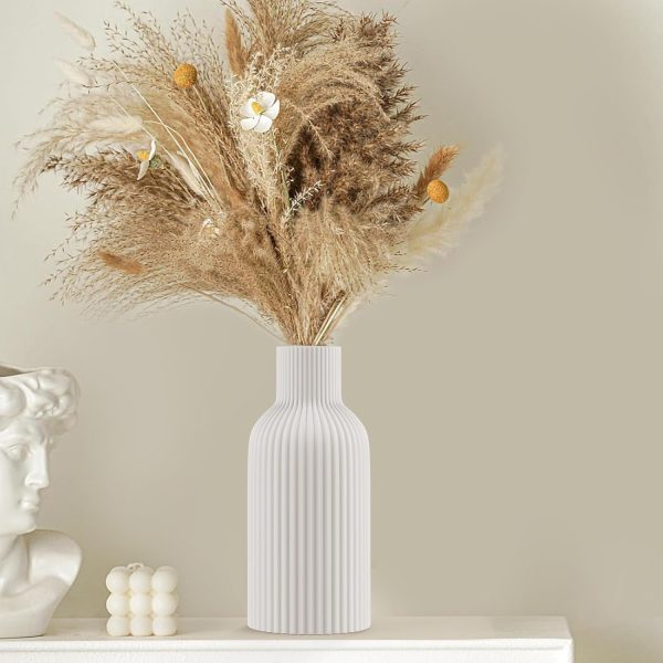 oem/odm services vase, white ceramic flower vase, minimalist modern home decor, matte finish pampas grass vase for table, fireplace, shelf, mantel, entryway and centerpieces affordable bulk deals