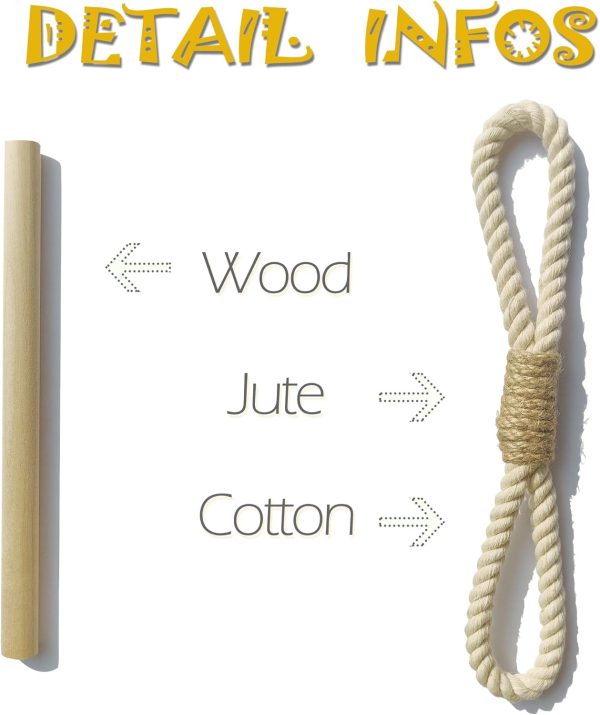 bulk purchase curtain holdbacks boho tiebacks for drapes, farmhouse jute rope cotton tie backs with rustic wood club, curtain accessories holders for indoor outdoor use, set of 4 factory discount