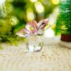 dropship from factory h&d hyaline & dora pink crystal flying butterfly with crystal ball base figurine collection cut glass ornament statue animal collectible mass production supply