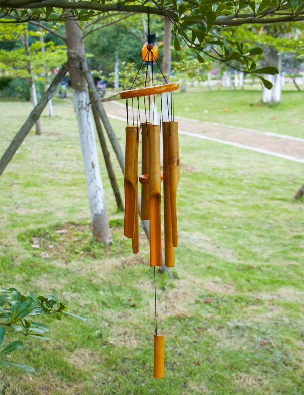 producer to buyer mumtop bamboo wind chimes, outdoor wooden wind chime with amazing deep tone for garden, patio, home or outdoor decor discounted pricing