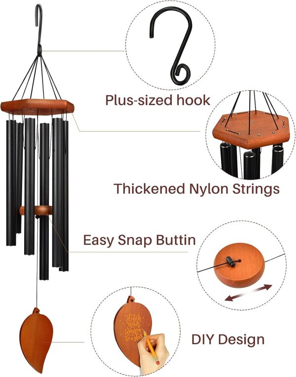 producer to buyer sympathy wind chimes for outside deep tone, memorial loss of a loved, large wind chimes with 6 thicken tubes & hook, outdoor souvenir mother, garden decor discounted pricing