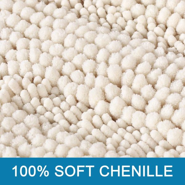 global sourcing h.versailtex bath rugs for bathroom non slip bath mats extra thick chenille striped rug 20" x 32" absorbent non skid fluffy soft shaggy washable dry fast plush mat for indoor, bath room, tub - ivory oem/odm services