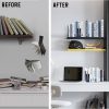 supplier direct vonderso metal bookends black, 2 pairs decorative metal book end supports for shelves gauge metal book divider stopper holders with non-slip anti-scratch rubber pads wholesale prices