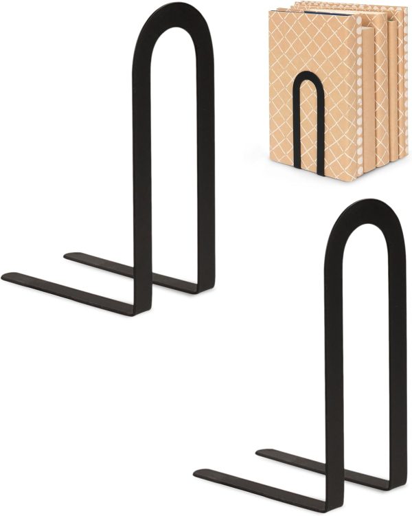 supplier direct spectrum elements book ends for shelves, small - decorative bookends book shelf organizer for heavy & light books - modern metal book holders with minimalist design - black wholesale prices