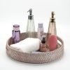 wholesale direct coffee table tray round rattan ottoman tray woven serving trays with handles for home and kitchen decorative white (large 14 inch x 2.8 inch) bulk purchase at factory prices