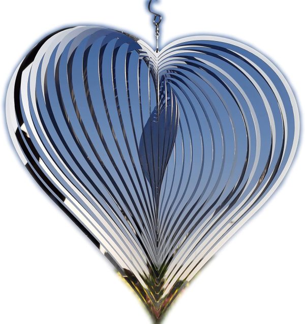 producer to buyer djuan wind spinner outdoor metal decorations,silver heart wind spinners for yard and garden,stainless steel wind chimes for outside decor,birthday gifts for mom,mother's day,aunt gifts discounted pricing