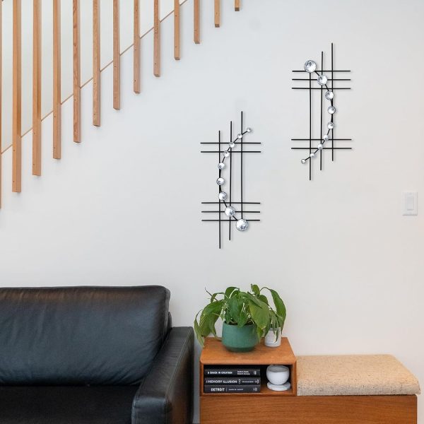 factory direct zexuiru 2 set bling metal wall art jeweled crystal hang wall decor rhinestone diamond iron abstract wall sculpture black volume discount