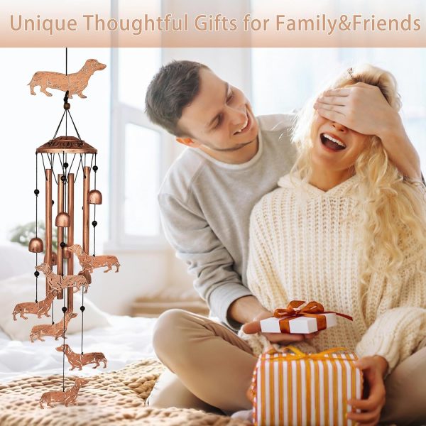 producer to buyer dachshund dog wind chimes for outside,metal windchimes,dachshund dog gifts for women/men,wind chime garden decor outdoor,memorial/housewarming/birthday/festival gifts,front yard decor discounted pricing