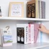supplier direct eoout bookends, 3 pairs of book ends for shelves decorative, black metal bookend supports for heavy books, tree book holders for shelf decoration, book stoppers for home office school wholesale prices