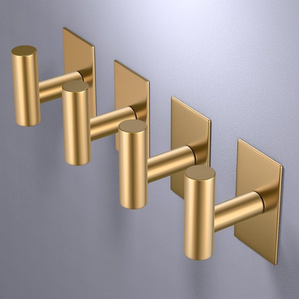 competitive pricing vaehold wall towel hooks, heavy duty sticky holder waterproof towel hooks for hanging coat, clothes, closet hook wall mount for kitchen (gold, adhesive 2 pack) one-stop wholesale