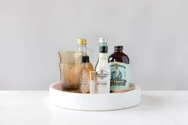 wholesale direct creative co-op minimalist round carved marble tray or charcuterie board, white, 8" bulk purchase at factory prices
