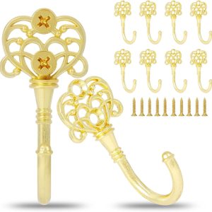 competitive pricing wodegift 10 pcs vintage wall hooks, bohemian wall hooks, metal wall hooks with screws for hanging coffee cups, coats, hats, bags, keys and room decorations(gold) one-stop wholesale