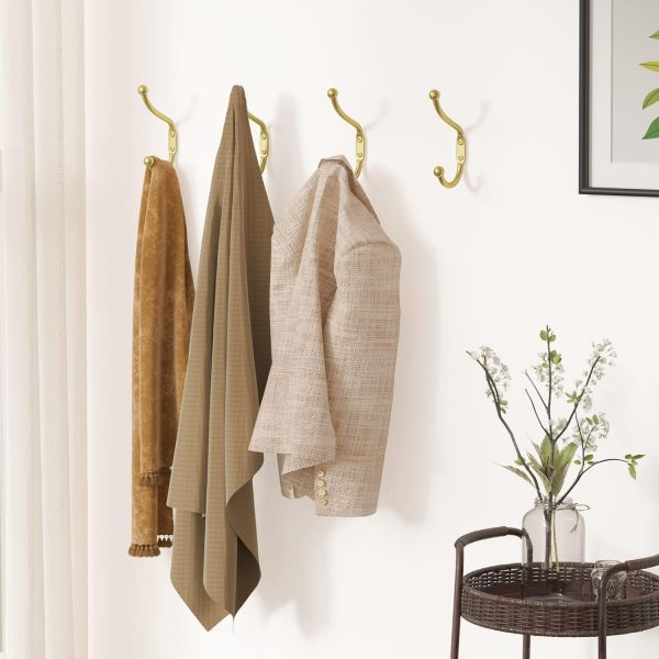 competitive pricing gold coat hooks wall mount - wall hooks for hanging, heavy duty hooks, mudroom hooks, metal hooks for hanging clothes, towels, hats, keys, coats,4 pack one-stop wholesale