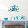 factory direct zhengmy octopus metal wall art decor 18 x 11 inch extra large octopus wall hanging sculpture nautical beach ocean theme home wall decor(ocean blue) volume discount