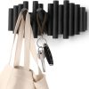 competitive pricing umbra picket wall-mounted coat rack rail hook with 5 retractable wood pegs – modern, space-saving storage organizer, black one-stop wholesale