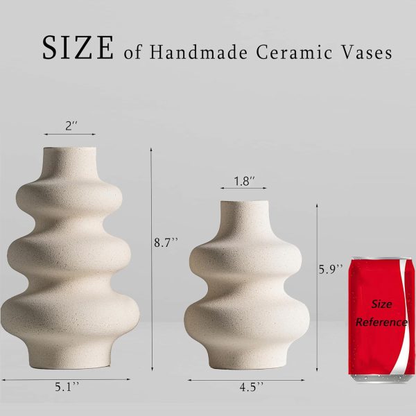 dropship from factory ceramic vases set 2, modern home decor,off white round vases,modern dried flower vases, boho home decor for centerpieces wedding dinner table party living room office bedroom mass production supply