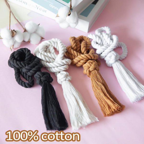 bulk purchase 6pcs curtain ties for drapes - beige curtain ties decorative rope - tassels for curtains drape tiebacks for gazebo, farmhouse outdoor curtain tiebacks factory discount