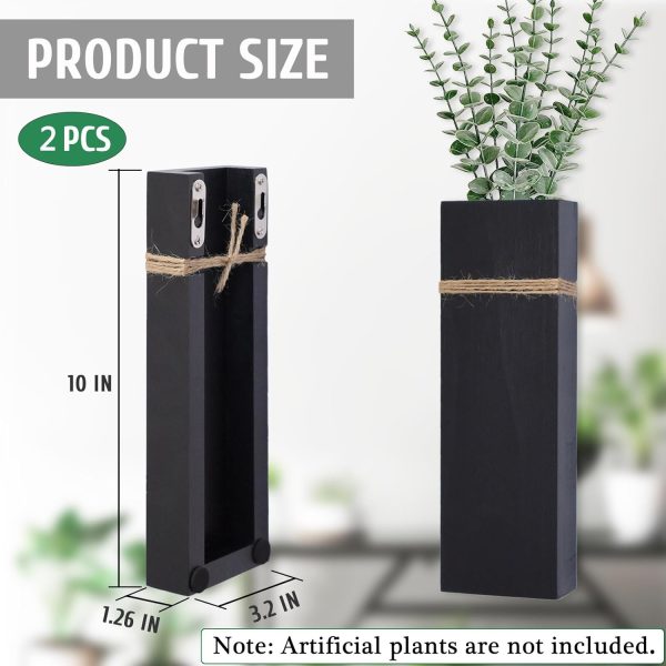 bulk purchase wall planters for indoor plants - 2 pack wood wall vases for dried flowers & artificial plants modern farmhouse wooden vase for living room bedroom kitchen wall decorations - black trade price