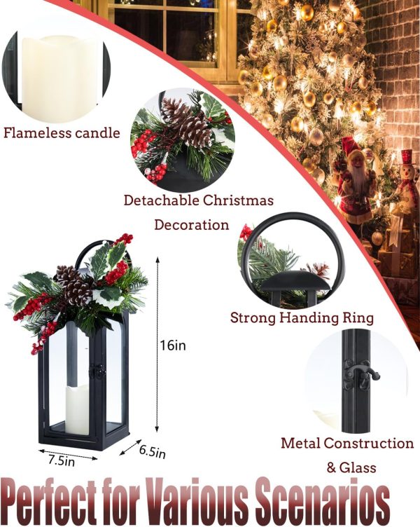 custom wholesale bdor christmas lantern decorative candle lantern 16 inch remote vintage set of 2 christmas decorations with timer led metal hanging lantern for home outdoor porch decor christmas centerpieces tables oem/odm services