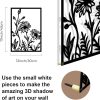 factory direct glamativity 4 pcs black abstract flowers metal wall art, 17 x 12'' minimalist floral single line wall décor, 3d textured sculptures, rustic nature wall art décor for living room, bedroom, study volume discount