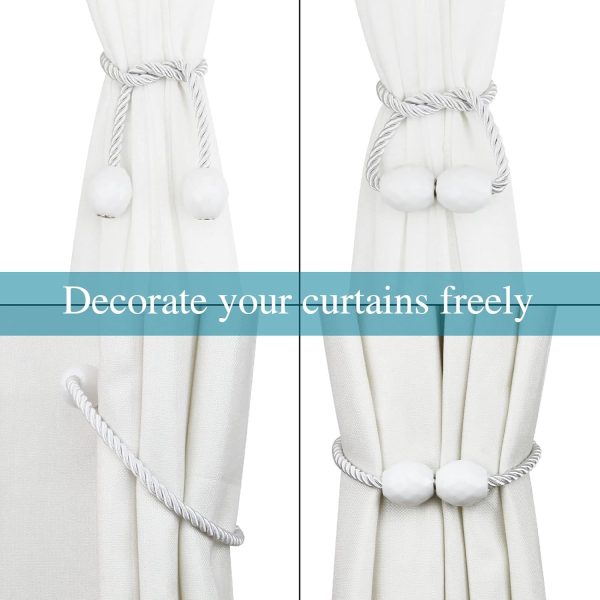 bulk purchase strong magnetic curtain tiebacks white 2 pack decorative tie backs outdoor curtain rope tiebacks elegant curtain holdbacks for drapes factory discount