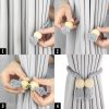 bulk purchase 4 pack grey magnetic curtain tiebacks cotton hand woven tieback holdback decorative tie backs for drapes with wooden buckle no tools required factory discount