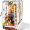 supplier direct rolife book nook kit wooden bookcase 9.5" garden house miniature kit with led decorative bookends, 3d puzzles for adults craft hobby for girls boys adults wholesale prices