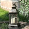 custom wholesale decorkey candle lantern decorative indoor & outdoor, christmas vintage metal hanging lanterns decor for front porch home patio wedding party, halloween decorations (black with copper brush) oem/odm services