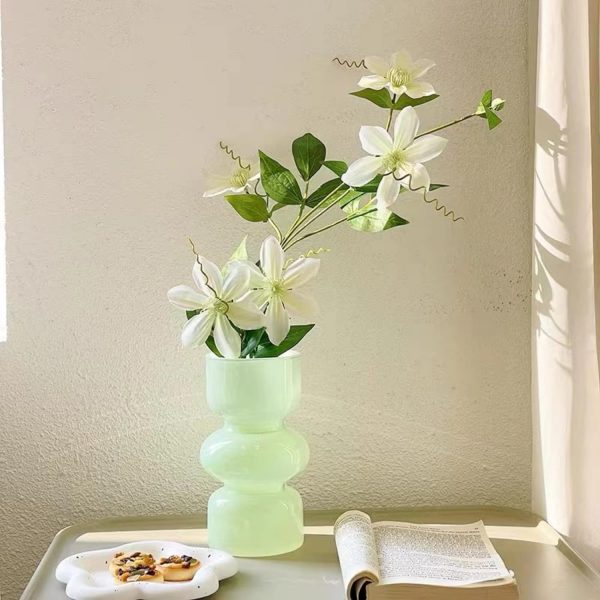 oem/odm services jspyfits glass hydroponic flower vase, 7 inches colored glass bubble vase for flower, three-layer glass funky vase for home/office/weddings/party table flower decor (milky green) affordable bulk deals