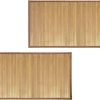 manufacturer direct mdesign natural bamboo rectangular spa bath mat rug with fabric trim - water resistant non-slip shower floor rugs for bathroom vanity, bathtub - echo collection - 2 pack - natural/tan trade price