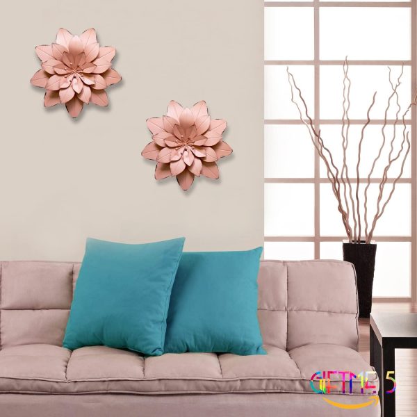 factory direct giftme 5 dusty light pink floral metal wall art decor(11.5x2 inch，1pc) volume discount