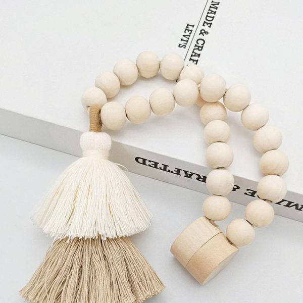 bulk purchase 2pcs wooden bead curtain tiebacks, tassel curtain clasp magnetic curtain clasp, boho curtain tiebacks,curtain tiebacks no hole punching decorative (coffee) factory discount