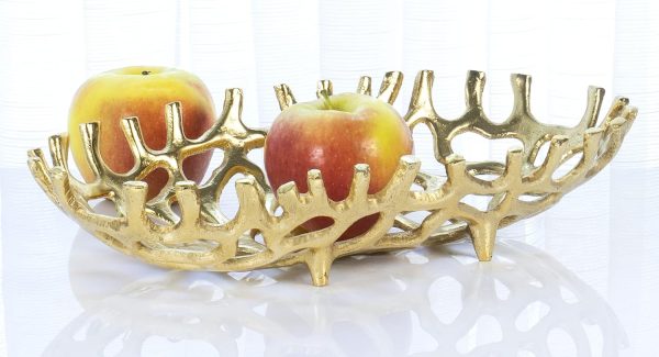 wholesale direct red co. 14” x 3” large decorative oval aluminum golden branch reef centerpiece tray bulk purchase at factory prices