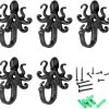competitive pricing 5 pack coat hooks wall hooks, octopus decorative wall mounted hooks rustic metal hanger for towel, key holder, hanging coats, scarves, bags, purses, backpacks home decor (octopus) one-stop wholesale