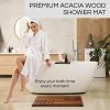 manufacturer direct acacia wood bath mat 23.8” x 15.3”, wooden shower mat for bathroom, footmat, standmat for multipurpose, non-slip floor mat for indoor, outdoor uses (walnut) trade price